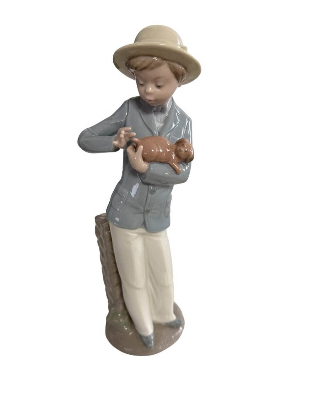 Vintage NAO by Lladró Boy Holding Puppy Porcelain Figurine Daisa 1980 Hand Made